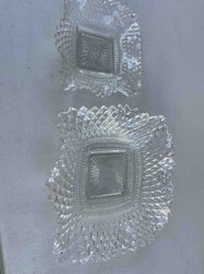 Pressed Glass Diamond-Point Square Dishes