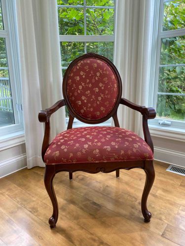 French Louis XVI Style Oval Back Armchair
