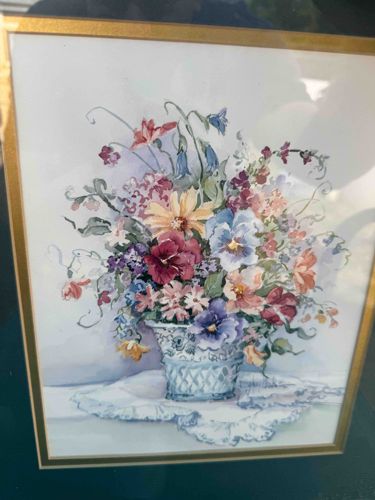 Framed Floral Still Life Watercolor Print