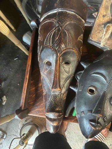 African Elongated Ceremonial Mask with Incised Patterns