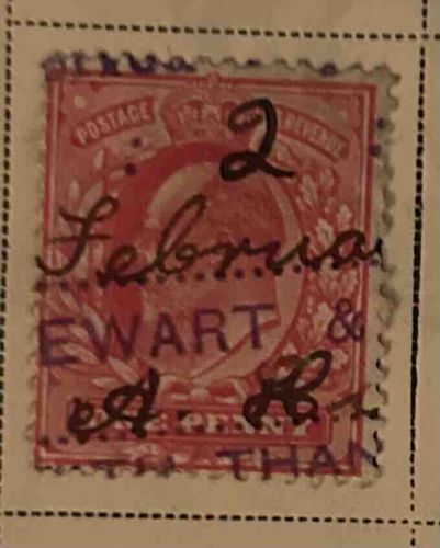 Used 2 Pence Queen Victoria Postage and Revenue Stamp