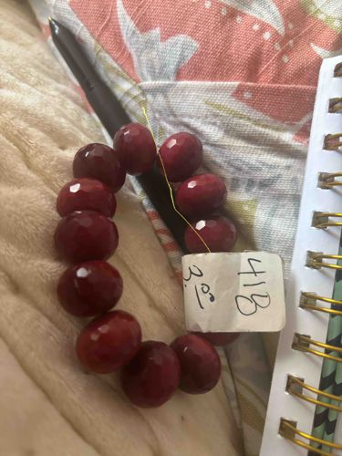 Faceted Deep Red Gemstone or Resin Bead Bracelet