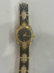 PROMERD (or similar) Ladies' Gold-Toned & Black Enamel / CZ Bracelet Watch