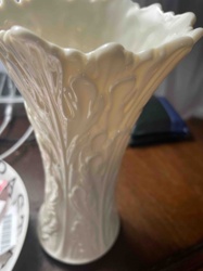 Lenox Ivory Floral Embossed Giftware Vase with Scalloped Rim