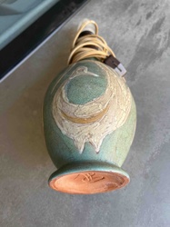 Art Pottery Table Lamp with Heron/Crane Motif