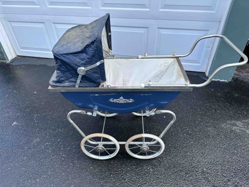 Vintage Navy Blue Baby Carriage (Pram)