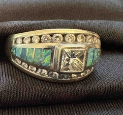 Kabana Diamond and Opal Inlay Engagement Ring