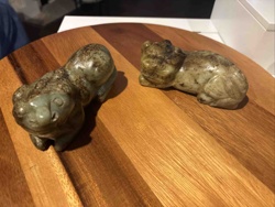 Pair of Archaic-Style Carved Stone Zoomorphic Figures