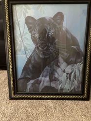 Framed Black Panther Print with Blue Eyes