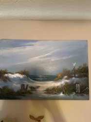 Coastal Landscape Oil Painting with Dunes and Ocean