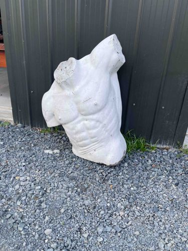 Weathered Concrete Male Torso Garden Statue