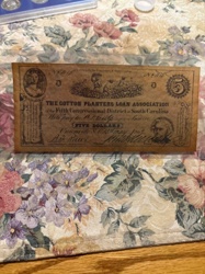 Five Dollar Cotton Planters Loan Association Scrip Note (1862)
