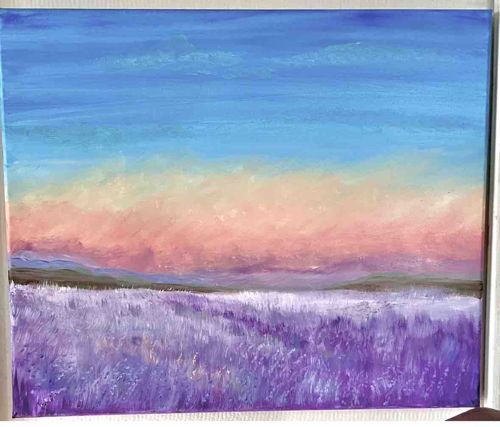 Twilight Lavender Field Landscape