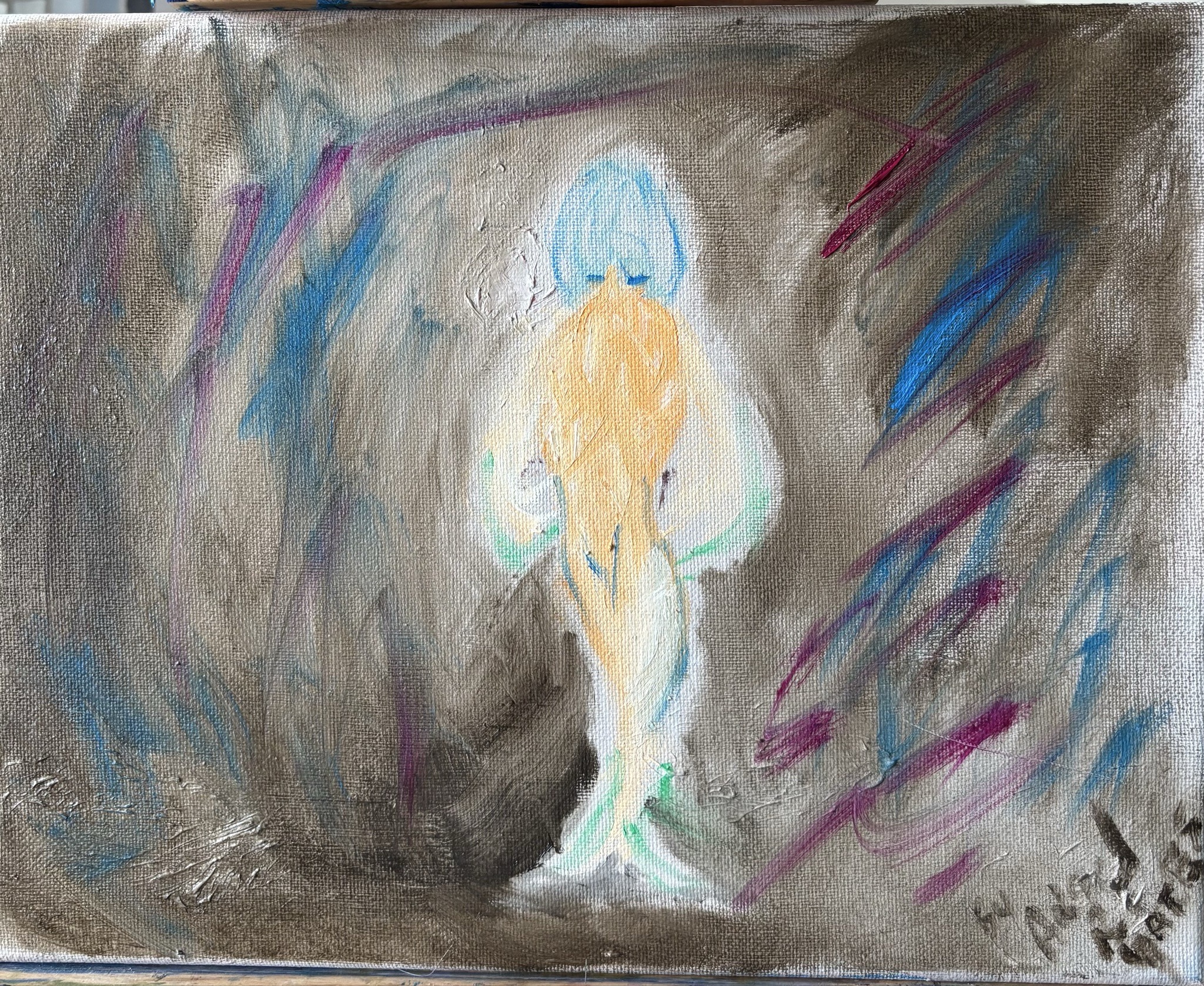 Submitted photo of Original oil painting on canvas, signed illegibly (unauthenticated)