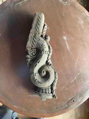 Antique Burmese Teak Serpentine Bracket Carving