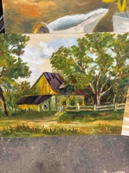 Rural House Landscape Painting by G. Farrier