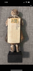 Folk Art Carved Wooden Figure with Provenance Tag