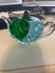 Decorative Glass Teapot with Green Leaf