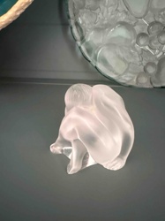 Frosted Glass Seated Female Figure Sculpture