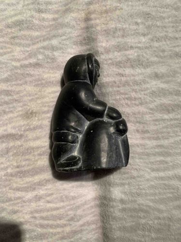 Inuit Soapstone Carving of a Crouching Figure