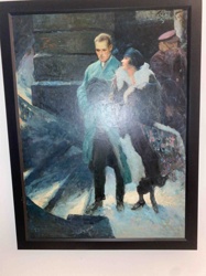 Figurative Painting of a Man and Woman (Possibly 'First Snow' or 'The Farewell')