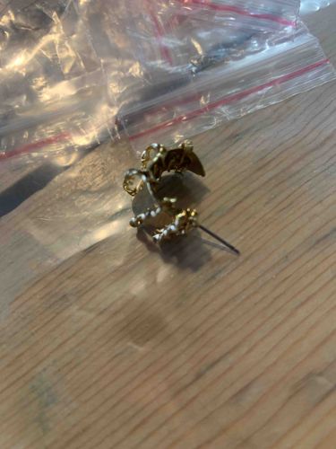 Gold-Toned Costume Jewelry Earring with Faux Pearl Detail