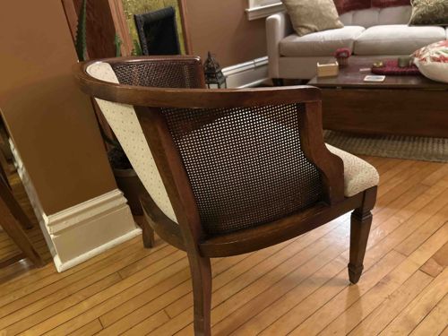 Cane Back Barrel Armchair