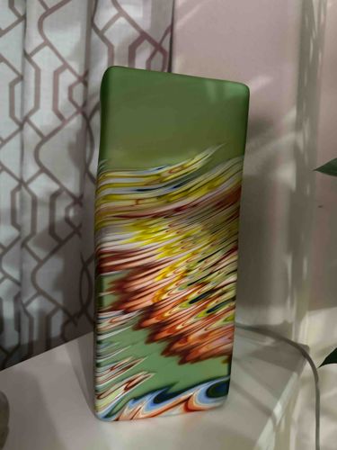 Rectangular Fused Glass Vase with Swirling Design