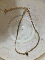 Gold-tone Snake Chain Necklace with Dark Stone