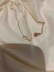 Gold-Toned Chain Necklace with Single Stone Bead