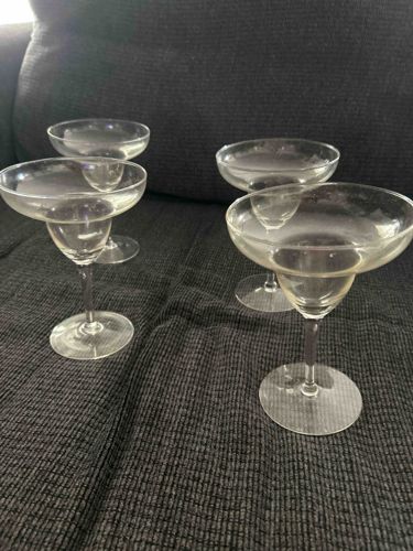 Set of Four Clear Glass Margarita/Coupe Glasses