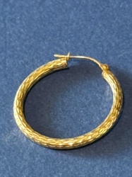 Single Textured Gold Hoop Earring