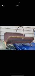 Antique Brass and Iron Log Holder or Magazine Rack