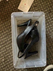 Black Leather Slingback Heels