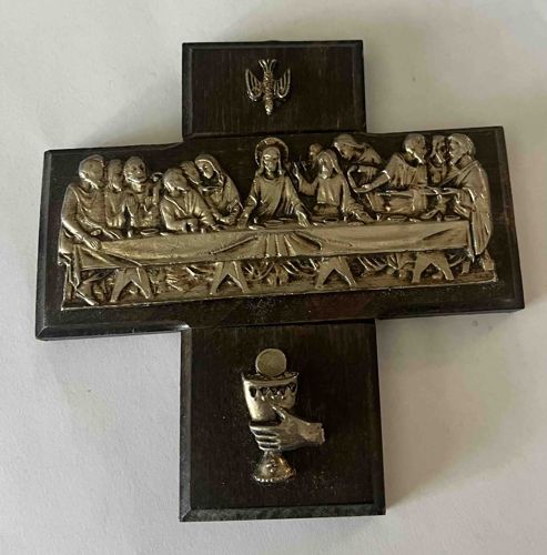 Devotional Cross with Last Supper, Holy Spirit, and Eucharist Reliefs