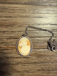 Antique Sterling Silver Cameo Pendant Necklace