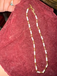 Gold and White Bamboo Link Necklace