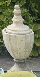 Weathered Stone Garden Urn with Finial Lid