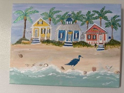 Coastal Beach Houses Painting by Mary Chesney