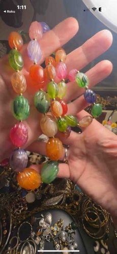 Multi-Colored Faceted Glass Bead Necklace
